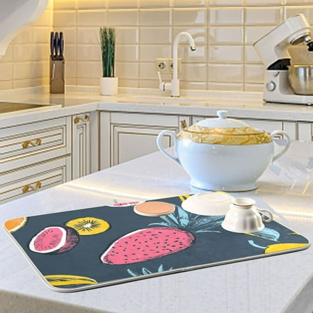 

Cartoon Abstract Fruit Dish Drying Mats for Kitchen Counter Absorbent Microfiber Coffee Pad