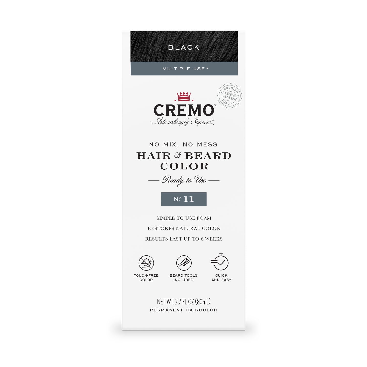 Cremo No Mess Hair and Beard Color, No. 11 Black