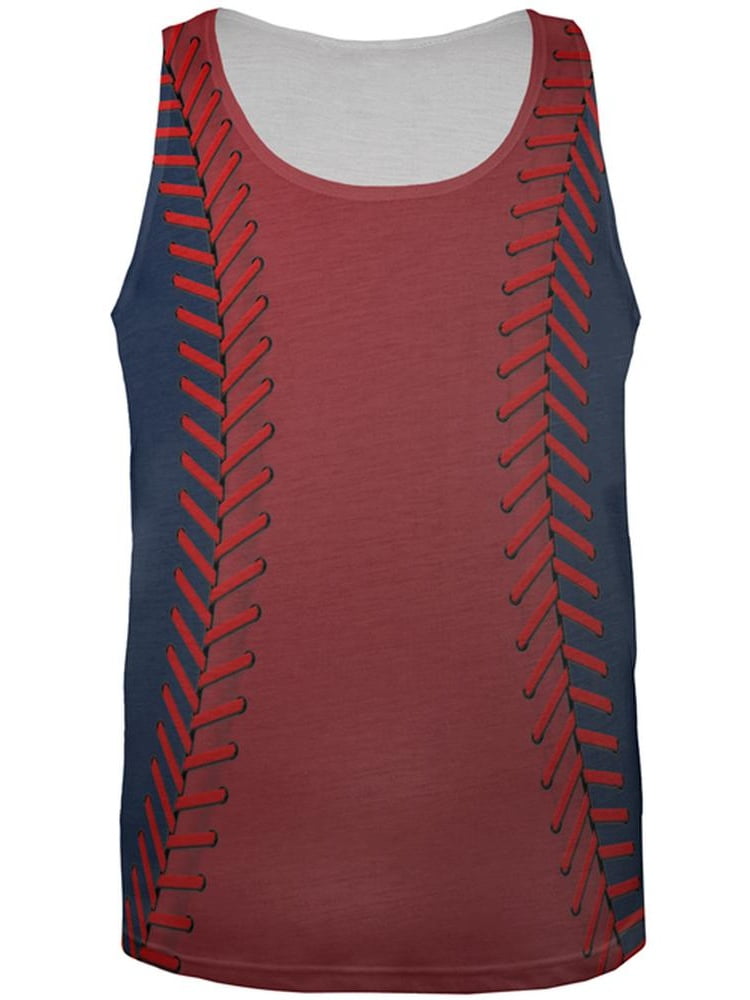 Old Glory Baseball League Blue and Red All Over Mens Tank Top 