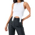 thumbnail image 1 of VISgogo - Camiseta sin mangas con cuello redondo para mujer, sin mangas, color sólido, ajustada, sin mangas, camisola con hebillas en la parte inferior de verano VISgogo moda, 1 of 3