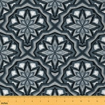 Homewish Swirl Damask Fabric by the Yard 2 Yards for Female, Western Bohemian Sewing Fabric, Tribal Hippie Flower Floral Fabric for Sewing, Microfiber Bedroom Decor