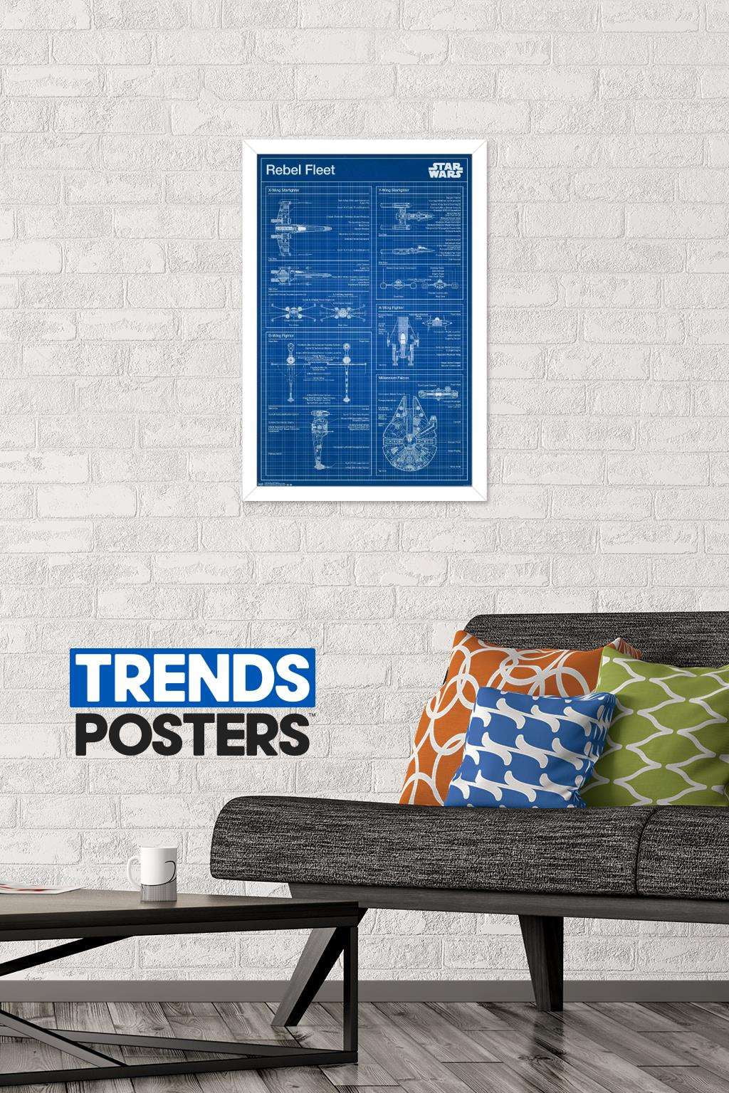 Star Wars: Saga - Rebel Blueprint Wall Poster, 14.725" x 22.375", Framed