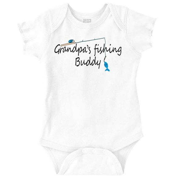 Grandpa Fishing Buddy Grandchild Cute Romper Boys or Girls Infant Baby Brisco Brands 12M