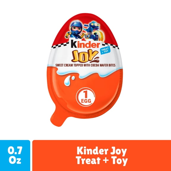 Kinder Joy Racing Egg, Treat Plus Toy, Sweet Cream and Crispy Chocolatey Wafer Bites, 0.7 oz
