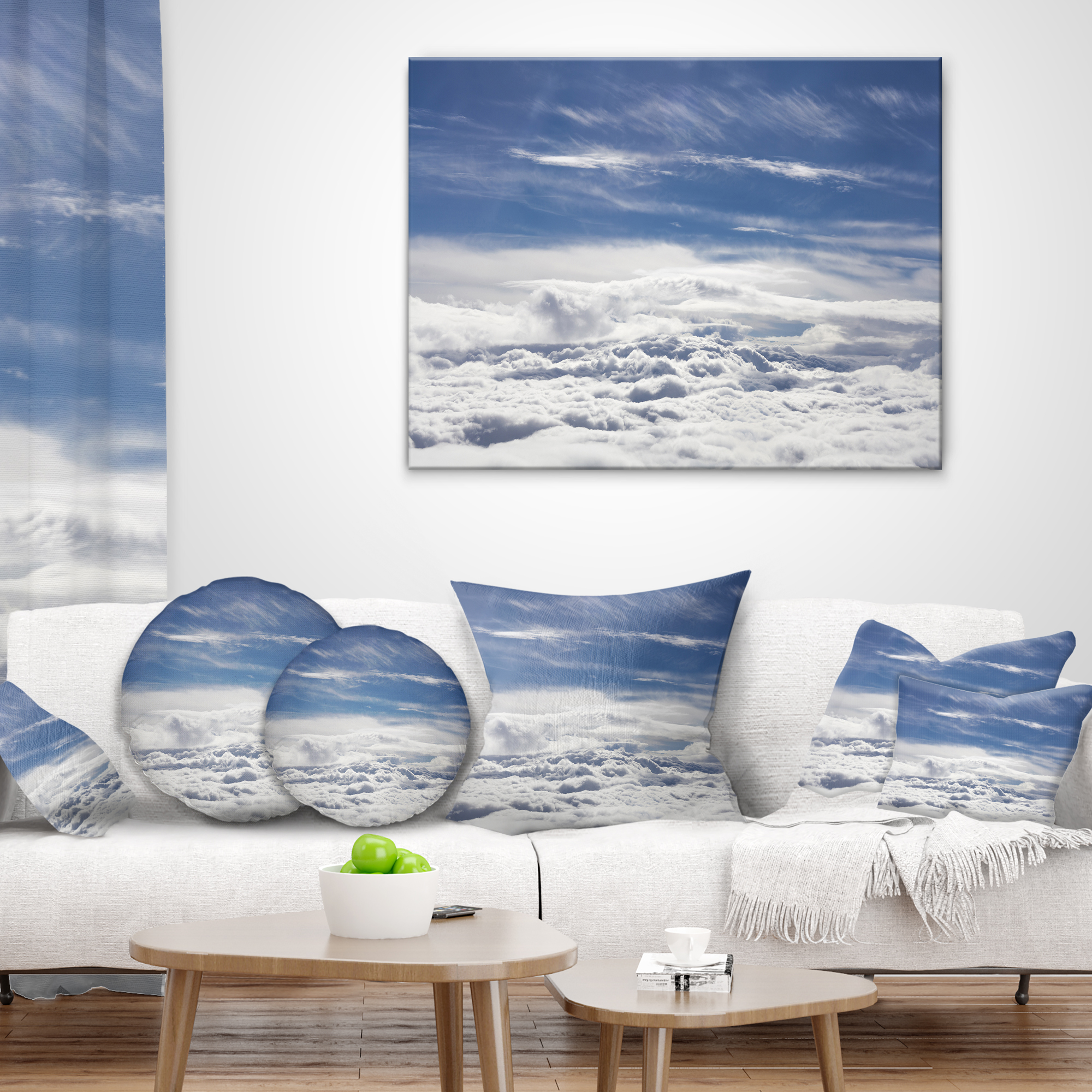 Designart 12" x 20" Blue Polyester Throw Pillow