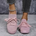 thumbnail image 4 of Dakaela Mesh Slip on Shoes Women Knit Lace up Low Top Sneakers Lightweight Casual Flat Walking Loafers, 4 of 8
