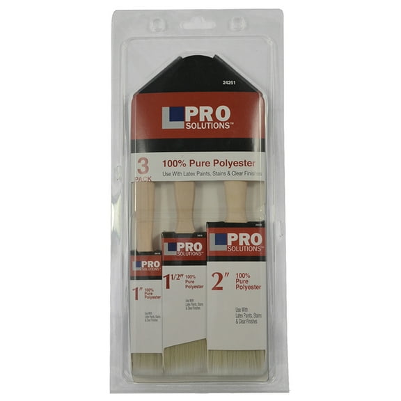 12-Pack of 1”, 2”, 1.5” Pro Solutions 24251 Polyester Paint Brush Set, 3-Piece