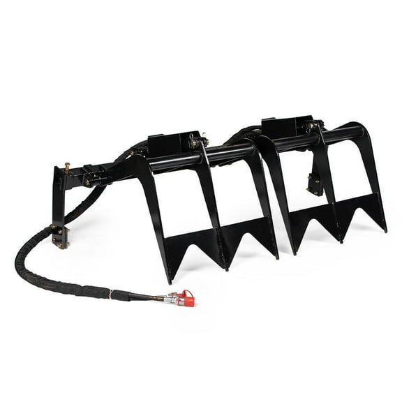 Titan Attachments Dual Adjustable 72"-84" Bolt-on Grapple Attachment, Skid Steer or Tractor Bucket Attachment, 1/2" Thick Grapple Teeth, Dual 3,000 PSI Cylinder, Centers on Bucket, Landscaping