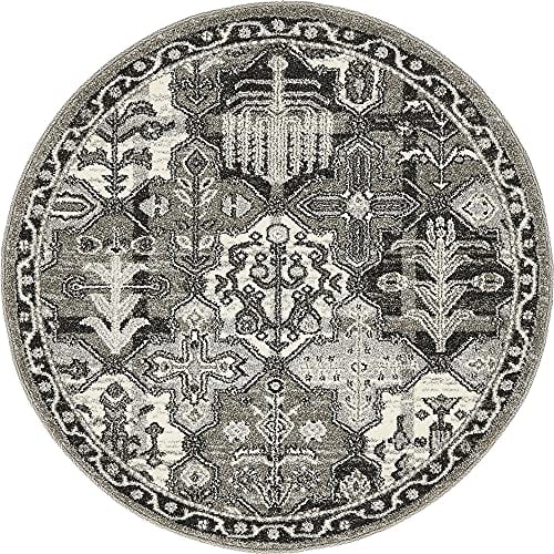 Unique Loom La Jolla Collection Patchwork, Vintage, Farmhouse, Contemporary Area Rug, 3 ft 3 in, Ivory/Gray