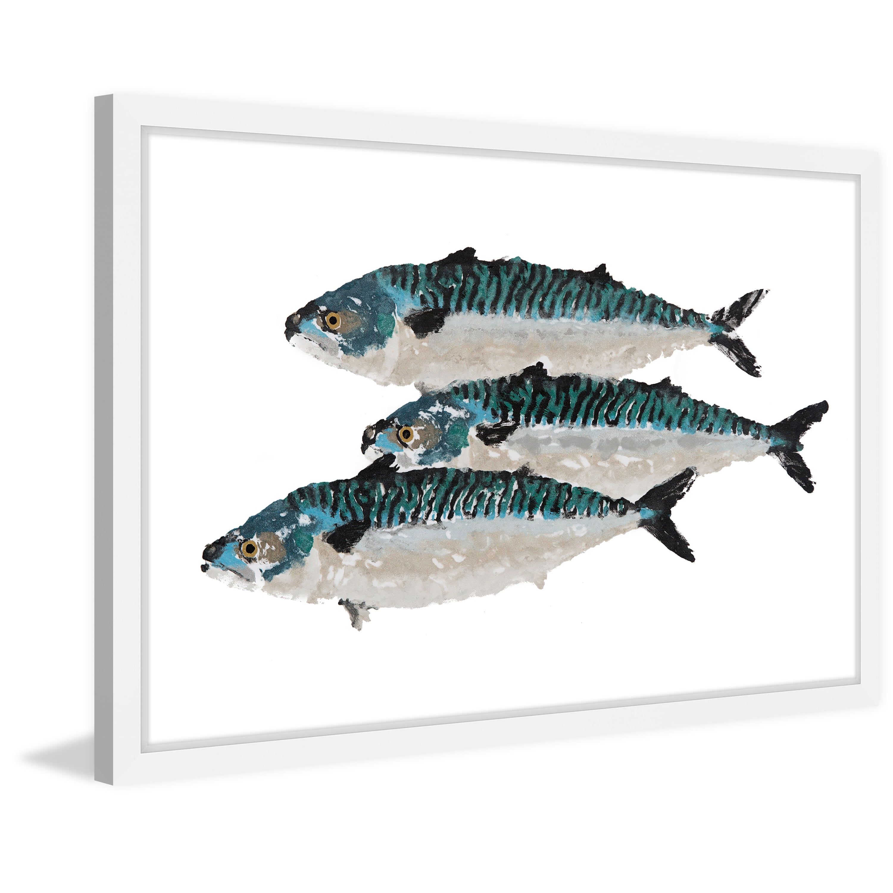 Marmont Hill "Fish Trio" by Michael Pantalos Framed Painting Print