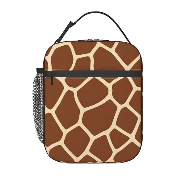 Giraffe Print Lunch Bag Reusable Thermal Lunch Box with Handle for Women and Men