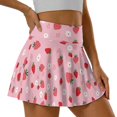 thumbnail image 3 of Uorisango Cute Strawberry Tennis Skirts for Women Relaxed Golf Athletic Activewear Skorts with Shorts Pockets High Waisted Mini Skirts for Workout Pickleball, 3 of 7