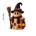 thumbnail image 3 of Voglyf Light Up Ghost Witch Figurine, 5.9" Wooden-Look Halloween Skeleton Decoration with Warm LED Lantern, Cute Spooky Collectible Statue for Indoor Tabletop, Mantel, Desk and Party Decor, 3 of 6