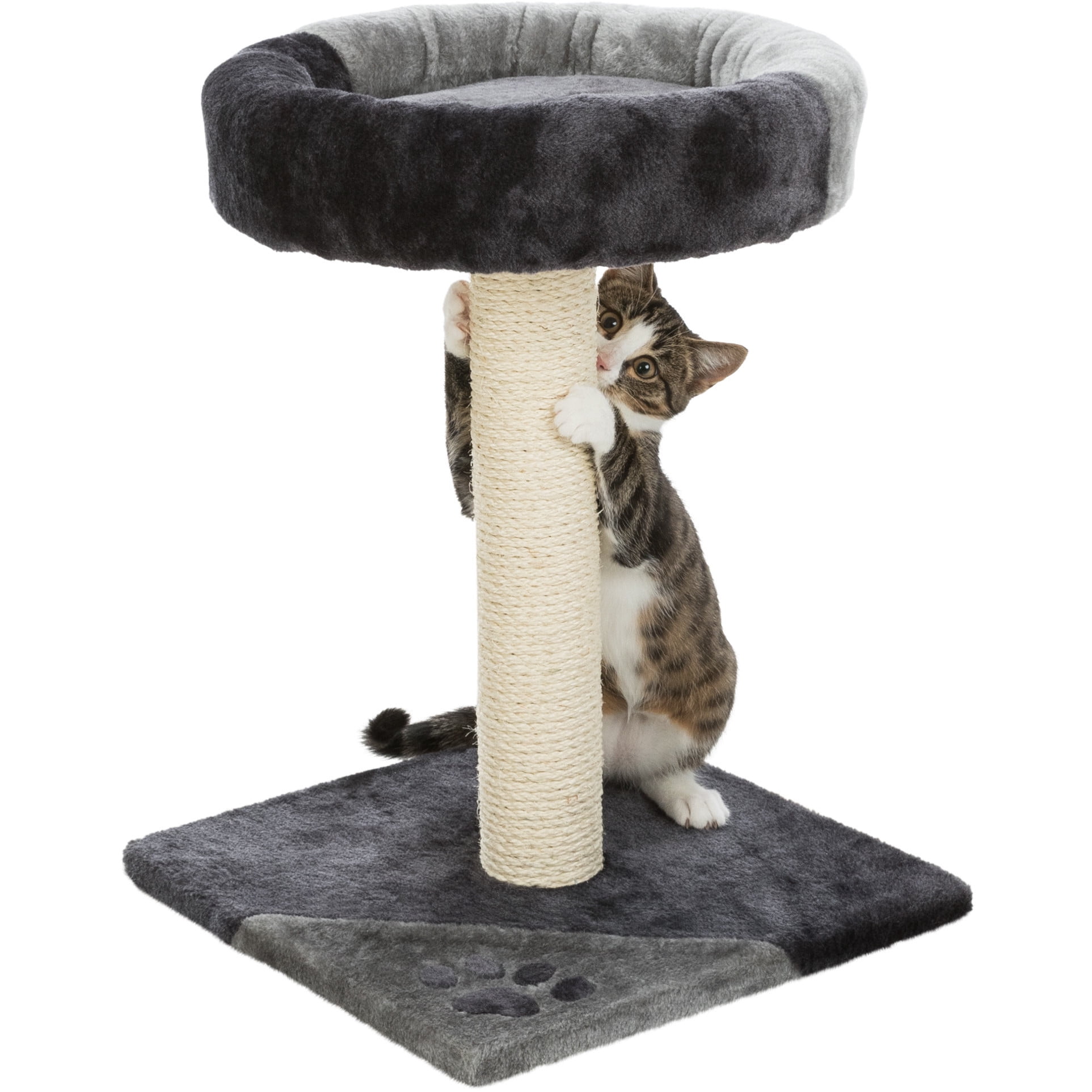 TRIXIE Junior Tarifa  Plush & Sisal 20.5" Scratching Post with Padded Platform, Dark Gray