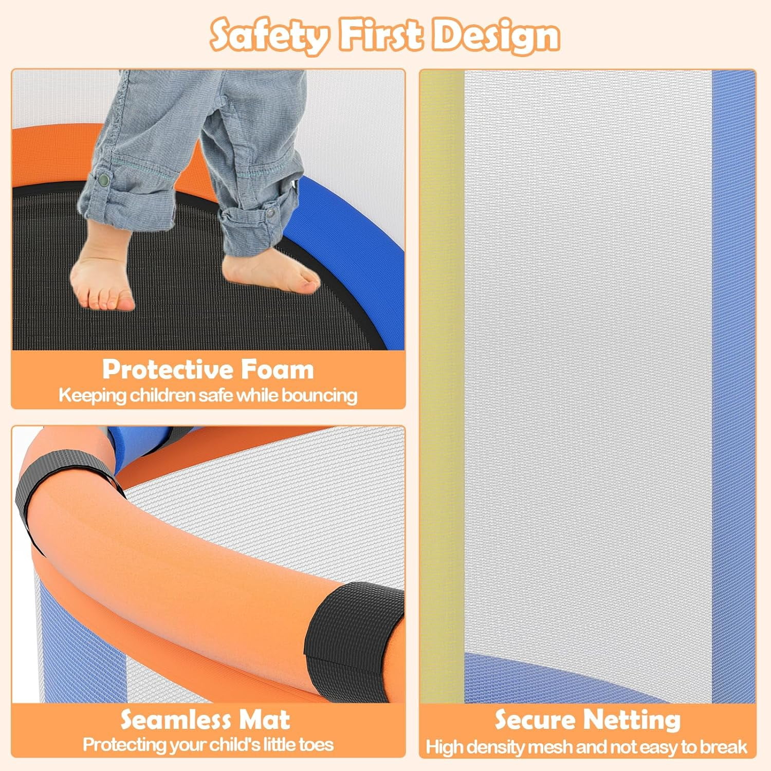OLAKIDS 55" Trampoline for Kids Enclosure Net Heavy Duty for Boys Girls Outdoor Indoor