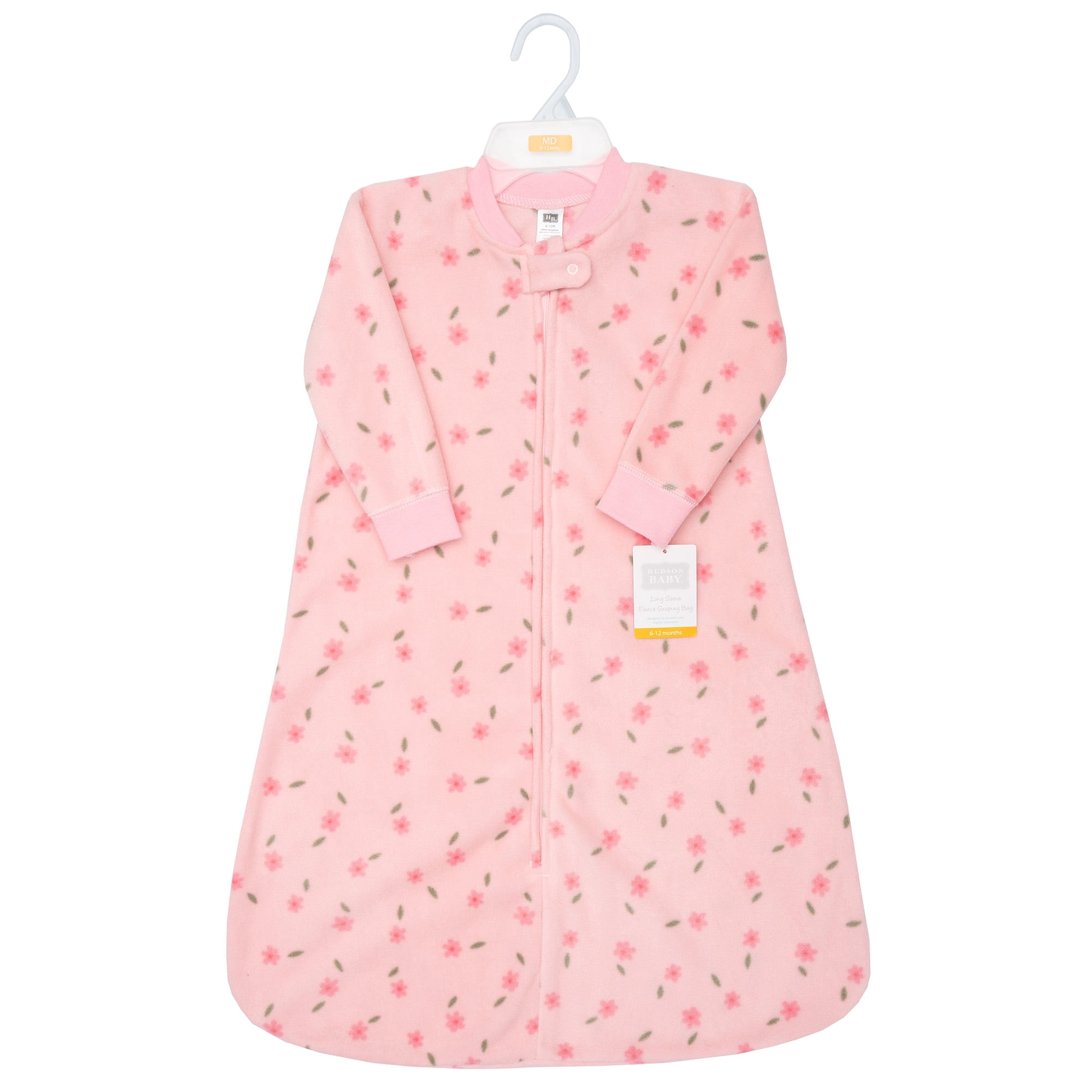 Hudson Baby Infant Girls Long-Sleeve Fleece Sleeping Bag, Small Floral, 0-6 Months