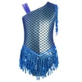 thumbnail image 3 of TiaoBug Kids Girls Sequins Tassels Gymnastics Leotards Ballet Modern Jazz Latin Dance Bodysuit Dancewear Top Blue 12, 3 of 7