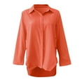 thumbnail image 6 of BOOMILK Womens Long Sleeve Button Down Shirts Solid Classic-Fit Dress Shirt Casual Work Blouse Orange, 6 of 6