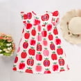 thumbnail image 4 of ZEHJUHAN Baby Girl Apple All-Over Print Round Neck Back to School Dress Flutter Sleeve A-Line Soft Dress Red，18-24M, 4 of 7