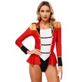 thumbnail image 1 of TiaoBug Women's Tassel Showman Jacket Tailcoat Bodysuit Circus Ringleader Skirted Bodysuit Red XL, 1 of 7