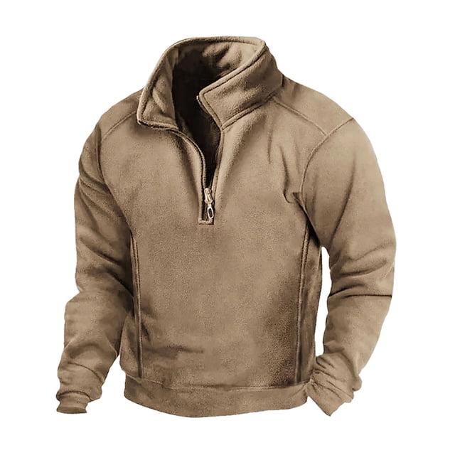FAIWAD Men's Fleece Sweatshirt Long Sleeve Drop Shoulder Casual Sweatshirt Half Zip Plus Size Pullover Tops