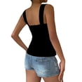 thumbnail image 4 of Women's Eyelet Tie Front Ruched Tank Tops，Drawstring Going Out Top Babydoll Tank Tops Summer Eyelet Tank Tops Black L, 4 of 9