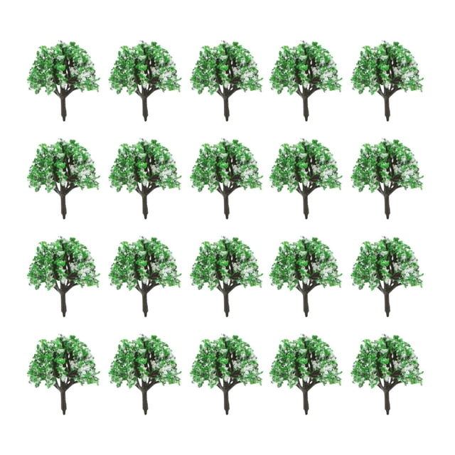 20 piezas 1/100 Árbol en miniatura, Planta en miniatura Bonsái Modelo estático para Dioramas Verde blanco