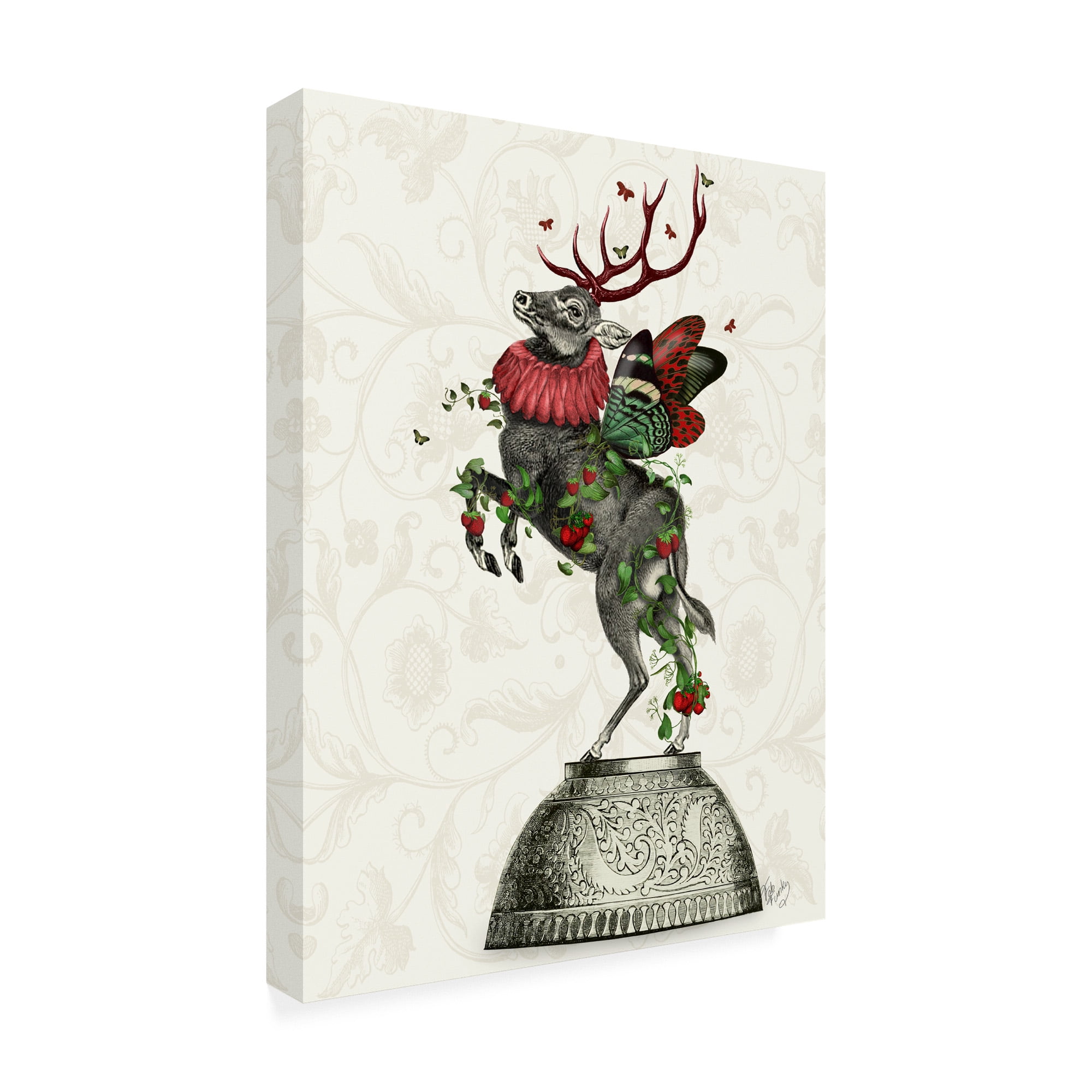 Trademark Fine Art 'Strawberry Deer' Canvas Art by Fab Funky