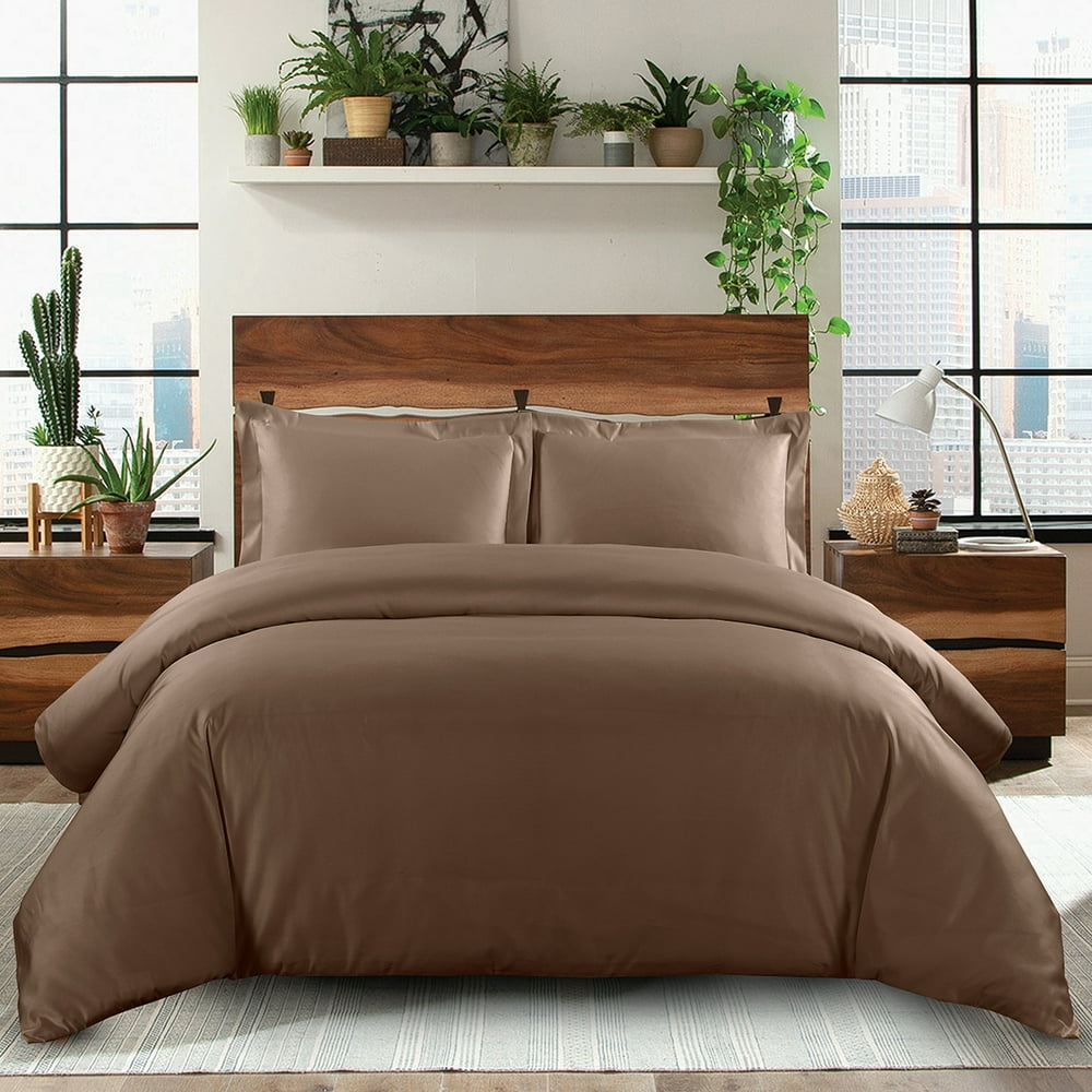 Soft 600 Thread Count 100 Cotton Duvet Cover Set Solid Full/Queen