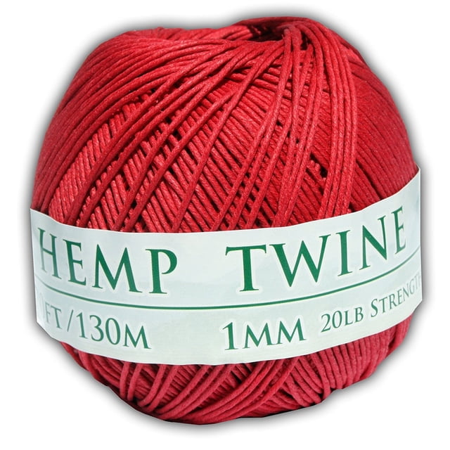 Hemptopia Hilo de Cáñamo Rojo de 1 mm, 430 Pies para Manualidades, 1 Pieza