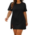 thumbnail image 6 of Admvng Womens Plus Size Dress Solid Round Neck Short Sleeve Casual Comfy Dresses, 6 of 7