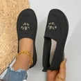 thumbnail image 5 of Gpaecead Women's Embroidered Knit Flat Loafers Slip On Cushioned Lightweight Non Slip Shoes For Commute And Comfort, Black, 5 of 5