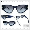 thumbnail image 2 of Womens Thick Temple Mod Cat Eye Plastic Fashion Sunglasses All Blue, 2 of 7