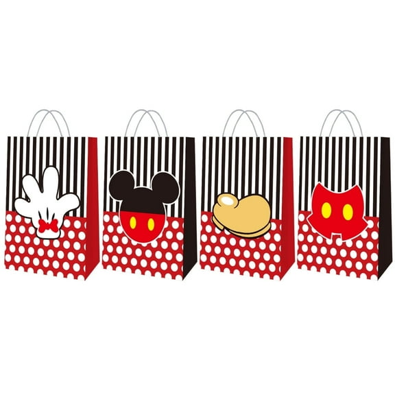 12 PCS Party Favor Candy Bags for Mr. Mouse Cartoon Themed Birthday Supplies Decor Kraft Paper Gift Bag.