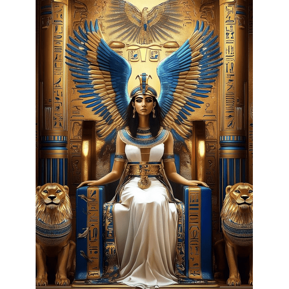 5D Egyptian Goddess and Lion Diamond Art 12x16 Inch Full Drill Diamond Painting Kits for Adults & Beginners - DIY Art Crafts for Relaxation and Home Wall Decor 512A