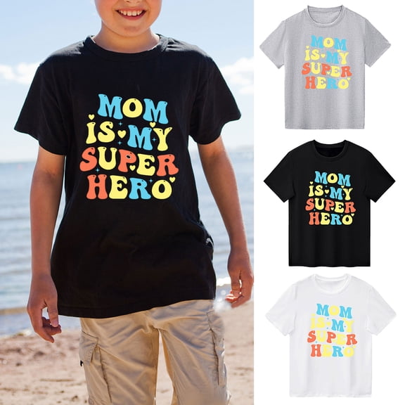 Zwiiyzr Unisex Infant Baby Short Sleeve Tees Boys Girls Mother'S Day Solid Color T-Shirts Toddler Casual Summer Shirt Top 1-11 Years Black