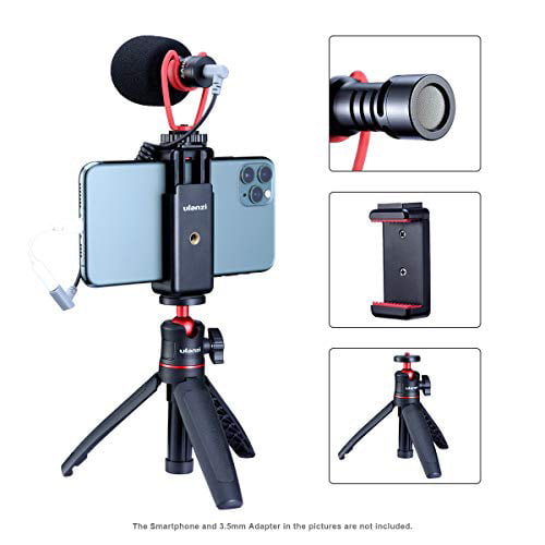 Ulanzi Smartphone Video Kit Filmmaker Mini Tripod with Shotgun Video Microphone Video Rig for iPhone and Android