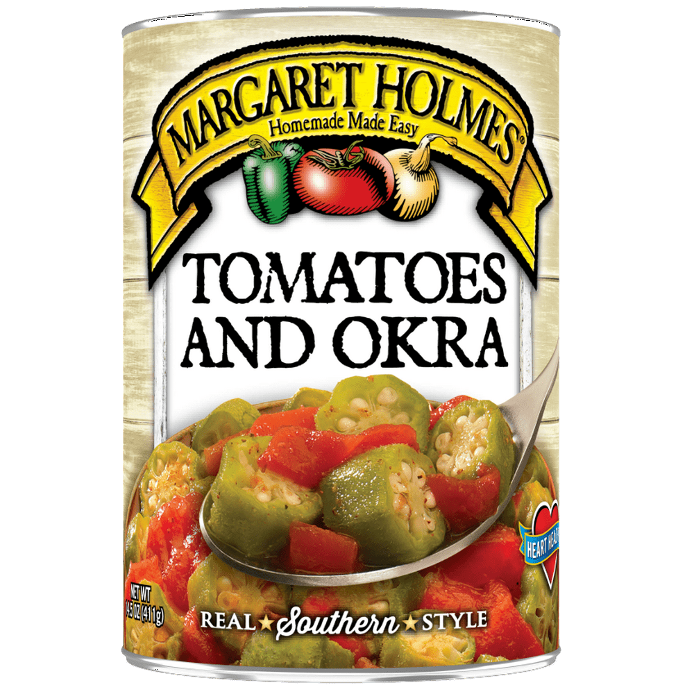 Margaret Holmes Tomatoes and Okra, Canned Vegetables, 14.5 oz Walmart