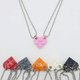 thumbnail image 3 of Collares con colgante de ladrillo de rompecabezas de Lego de 2 piezas, collar combinado con forma de corazón de amor para mujeres, hombres, parejas, amantes, mejores amigos, re, 3 of 4