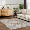 thumbnail image 2 of BoutiqueRugs Erna Farmhouse Area Rug - Machine Washable - Rust, Dark Blue, Light Blue - 6'7" Round, 2 of 19