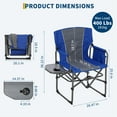 thumbnail image 2 of Chaise de Réalisateur Surdimensionnée de 400 Lb avec Table d'Appoint, Chaise de Pelouse Pliante Portable Robuste avec Pochette de Rangement, Camping Extérieur Plage Sports, Orange/rouge/marine/noir, 2 of 7