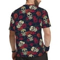 thumbnail image 2 of Wukai Roses Skulls Print Men's Short-Sleeved Mesh T-Shirt,Quick-Dry Short Sleeve Workout T-Shirt-X-Large, 2 of 8