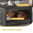 thumbnail image 3 of DWVO Square Coffee Table with Storage Farmhouse Living Room Table with Barn Door, Dark Grey, 3 of 6