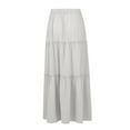 thumbnail image 5 of BRDFRL Boho Skirts for Women Casual Flowy Ruffle A Line Tiered Swing Elastic Black Long Skirts with Pockets for Beach White M, 5 of 6