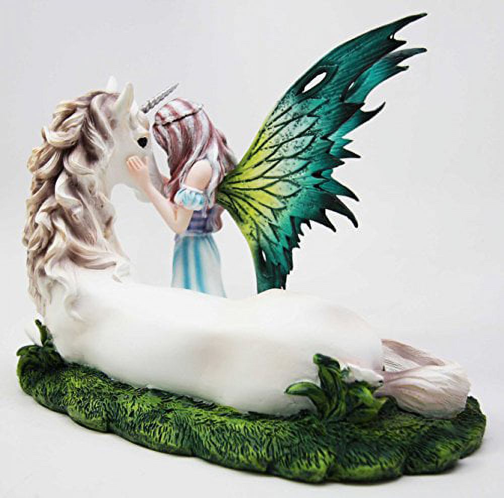 Beautiful Fairy Fae Goddess Princess With Rare Eucalypse Unicorn Pet Figurine Sculpture