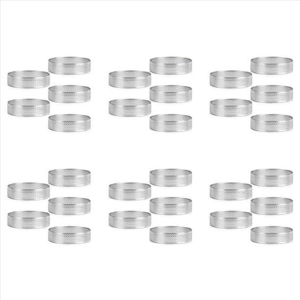 Anillo de Tarta Perforado de Acero Inoxidable, Anillo de Mousse de Pastel Perforado de 30 Piezas de 5 Cm, Anillos de Tarta Redondos de Bricolaje para Hornear Anillo de Postre