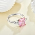 thumbnail image 6 of Emerald-Cut Lab-Created Pink Topaz and Moissanite Solitaire Engagement Ring in 925 Sterling Silver for Women – Elegant, Sparkling, and Timeless, 6 of 6
