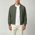 thumbnail image 5 of MXALUOB Men's Bomber Jacket Lightweight Full Zip Ribbed Baseball Collar Trendy Outerwear Solid Flight Windbreaker Casual Zip Jacket, 5 of 6