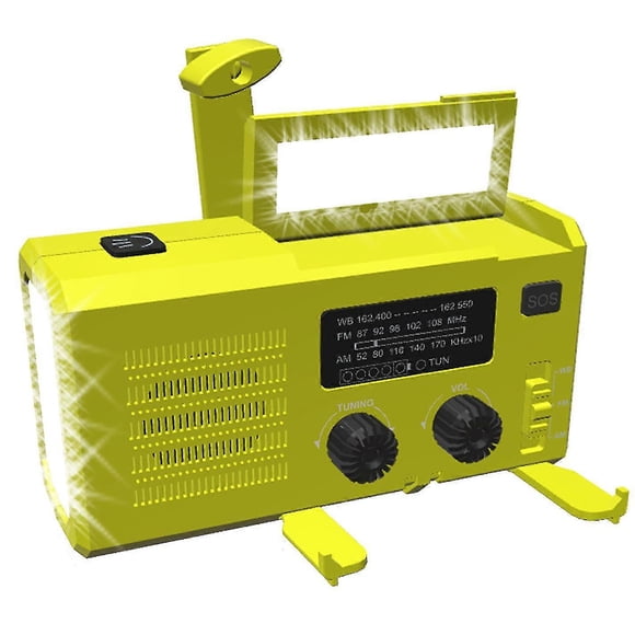 (yellow)Am-Fm Dual Band Radio Manual Solar Emergency Radio Pocket Radio Mobile Phone Emergency Power Supply