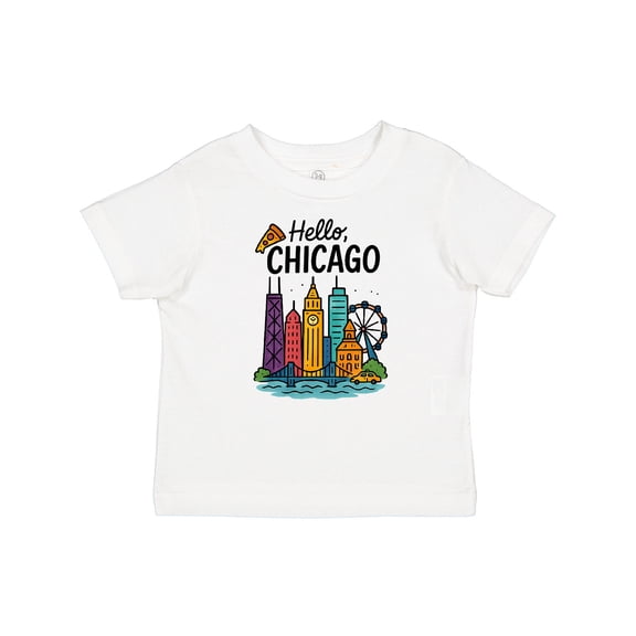 Inktastic Hello Chicago Skyline Pizza Boys or Girls Baby T-Shirt
